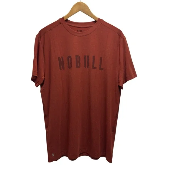 NOBULL Men's XL Orange Performance Polyester/Tencel/Spandex Crewneck T-Shirt euc - Picture 2 of 5
